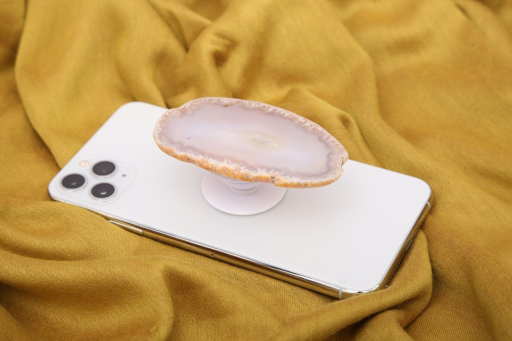 Cellphone Crystal Pop Sockets - "I Excite and Invite ... White"